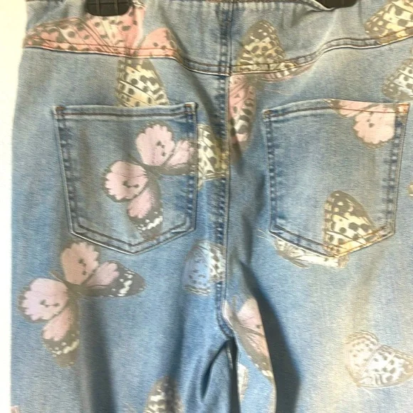 No Boundaries Butterfly Print Juniors Flared Jeans Size Medium (7-9) Pockets - Picture 5 of 8